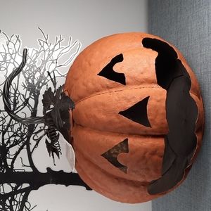 Large Rustic Painted Jack O' Lantern 3D Indoor Outdoor Porch Halloween NWT